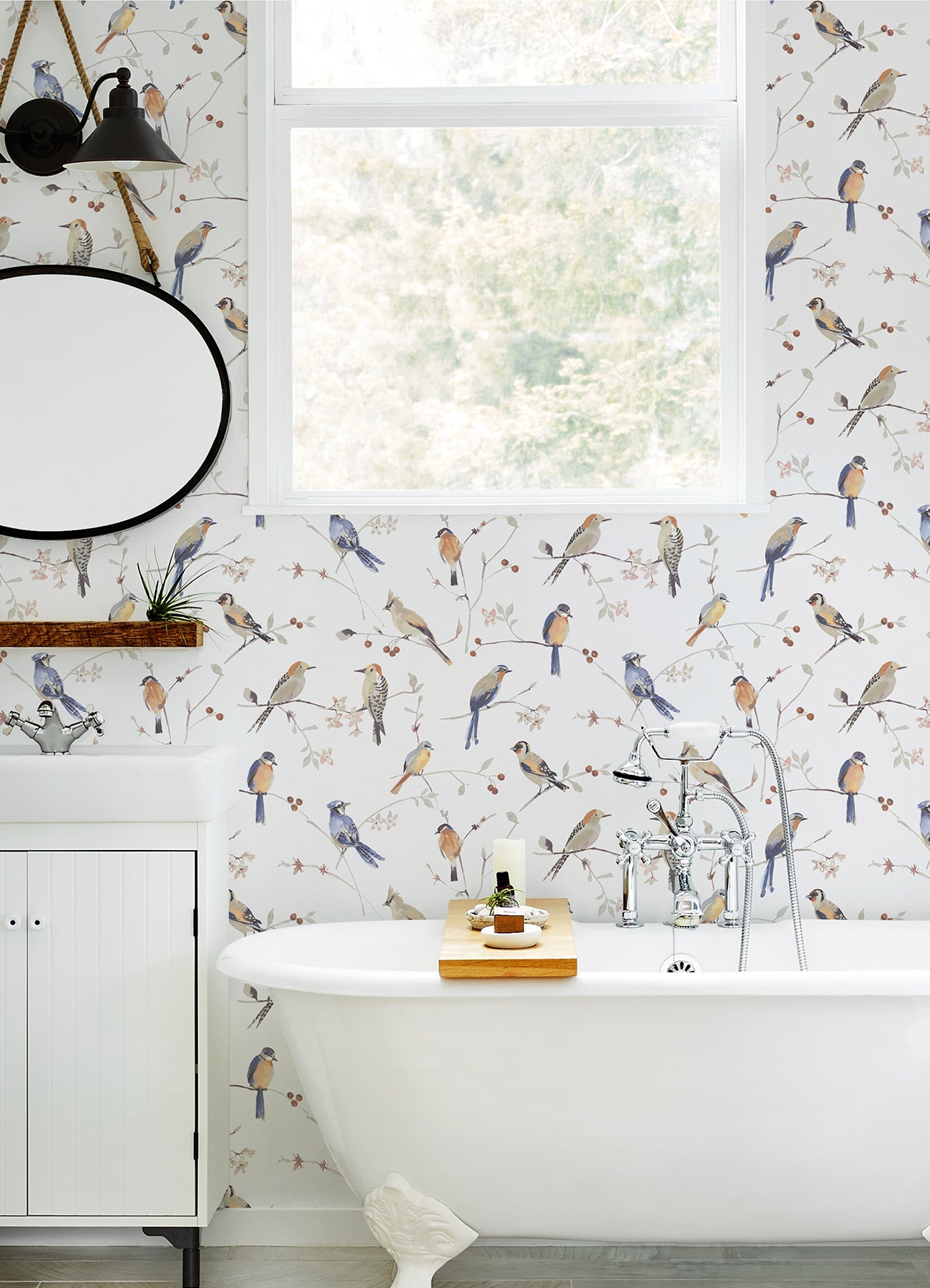 Chesapeake Birdsong Orange Trail Wallpaper, 20.5-in by 33-ft