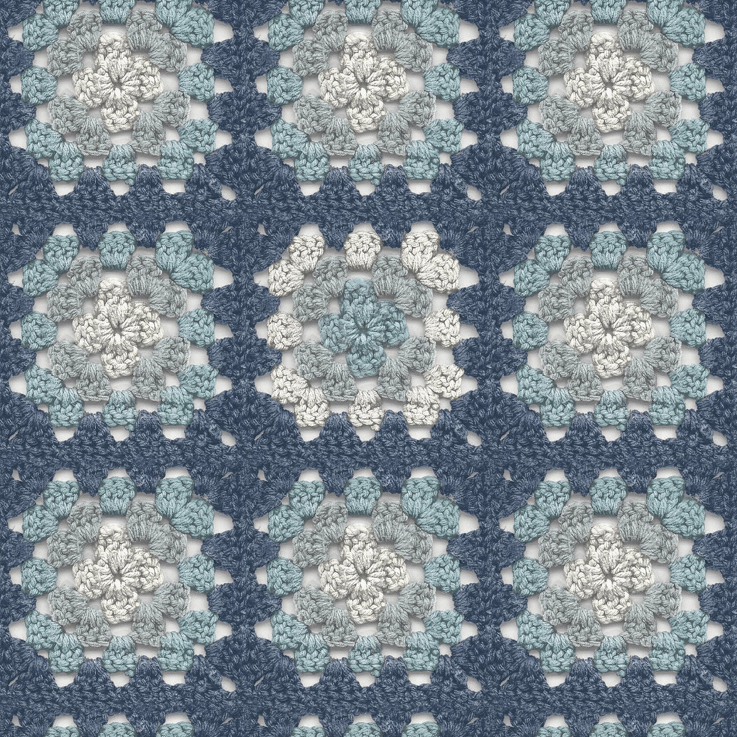 Chesapeake Maud Blue Crochet Geometric Wallpaper, 20.5-in by 33-ft