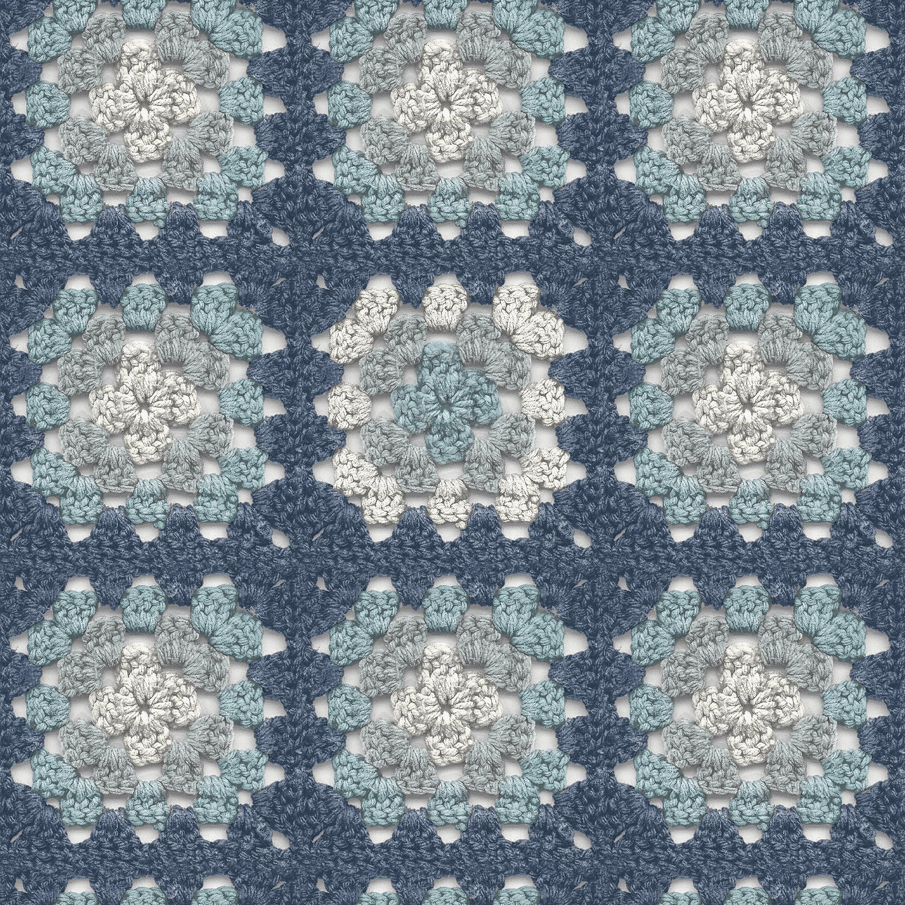 Chesapeake Maud Blue Crochet Geometric Wallpaper, 20.5-in by 33-ft