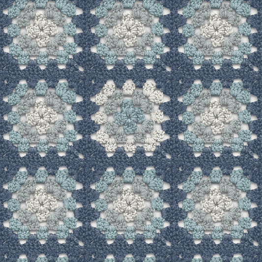 Chesapeake Maud Blue Crochet Geometric Wallpaper, 20.5-in by 33-ft