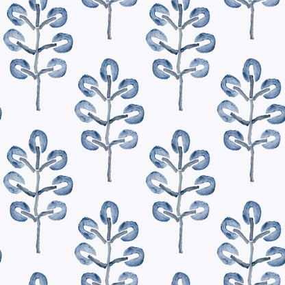 Chesapeake Plum Tree Blue Botanical Wallpaper, 20.5-in by 33-ft