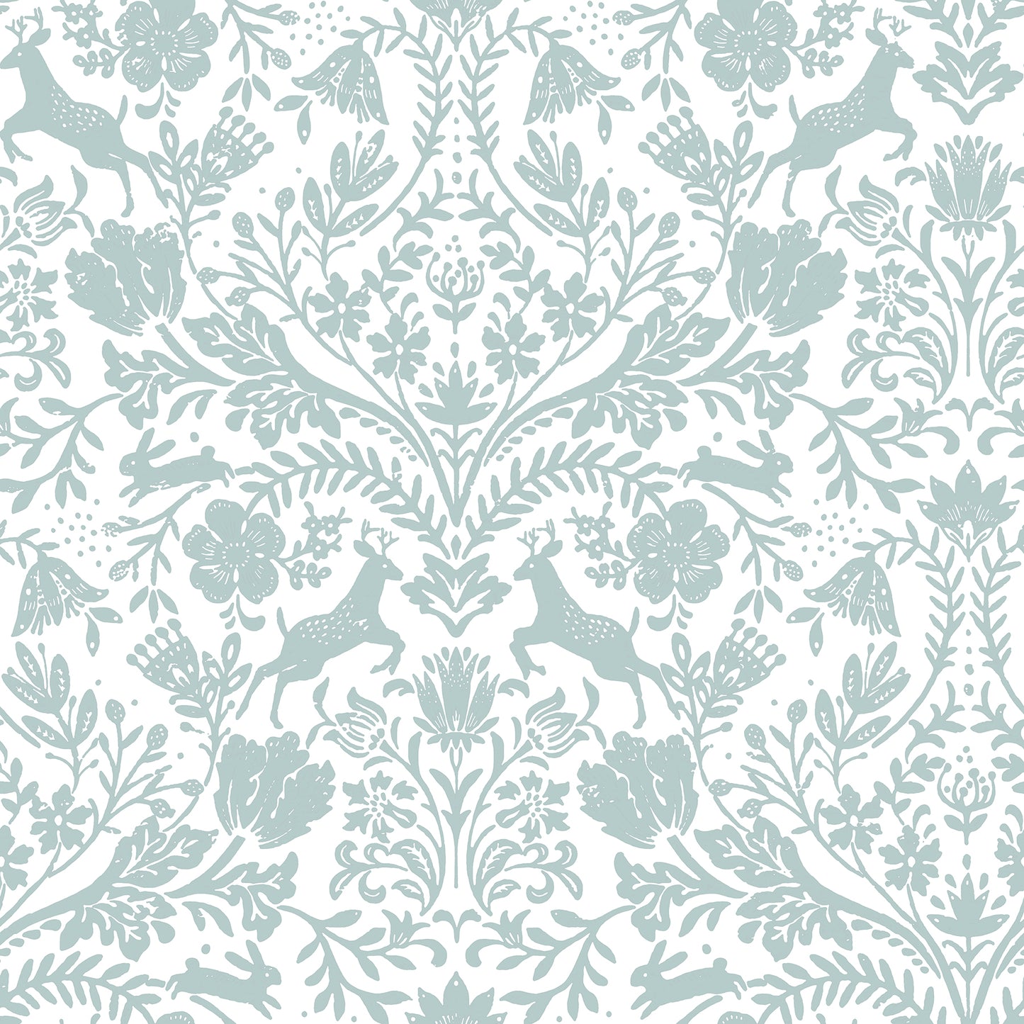 Chesapeake Forest Dance Aqua Damask Wallpaper, 20.5-in by 33-ft