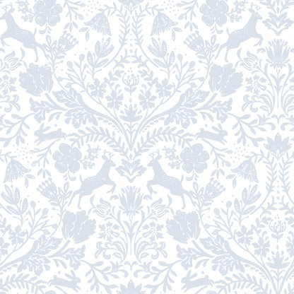 Chesapeake Forest Dance Light Blue Damask Wallpaper, 20.5-in by 33-ft