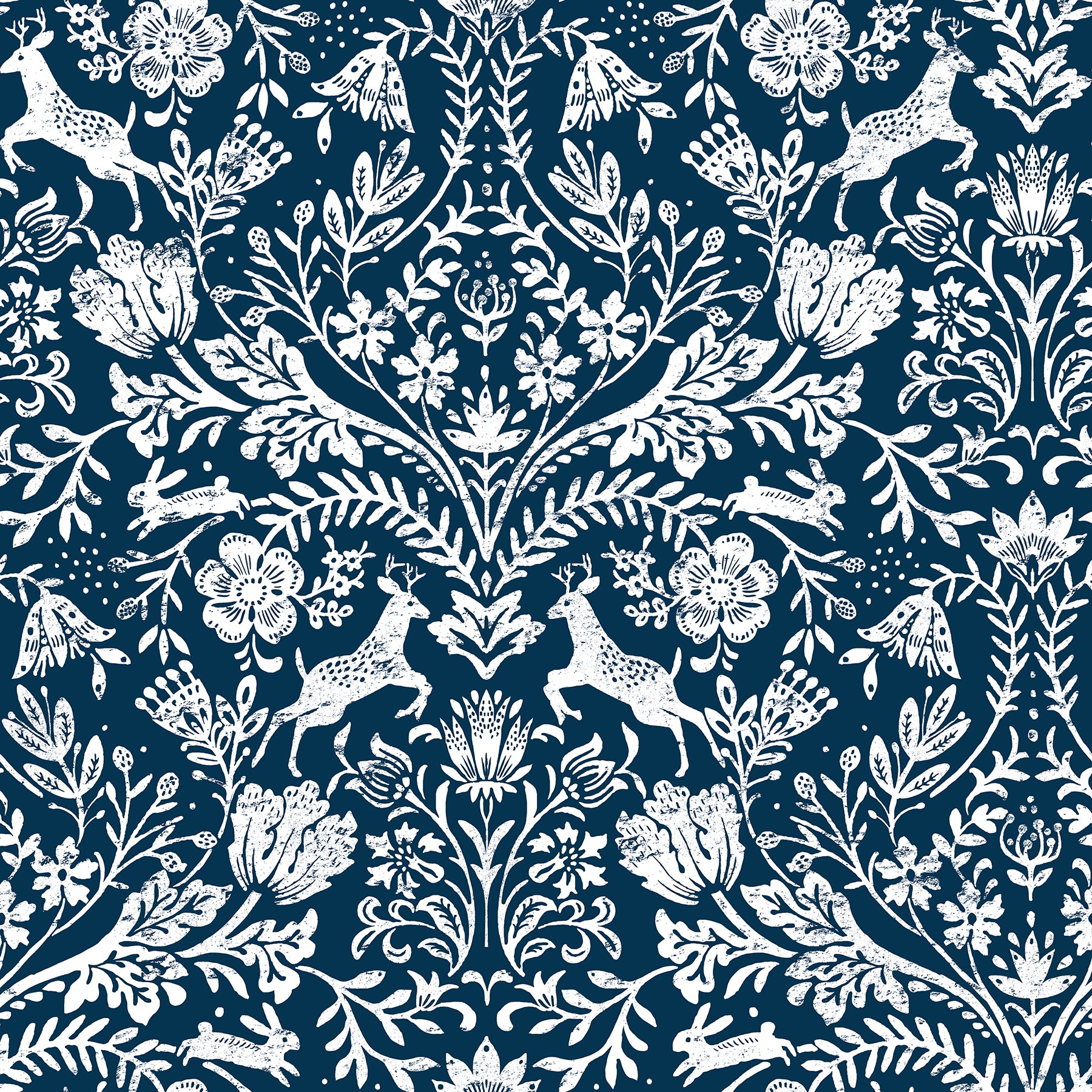 Chesapeake Forest Dance Navy Damask Wallpaper, 20.5-in by 33-ft