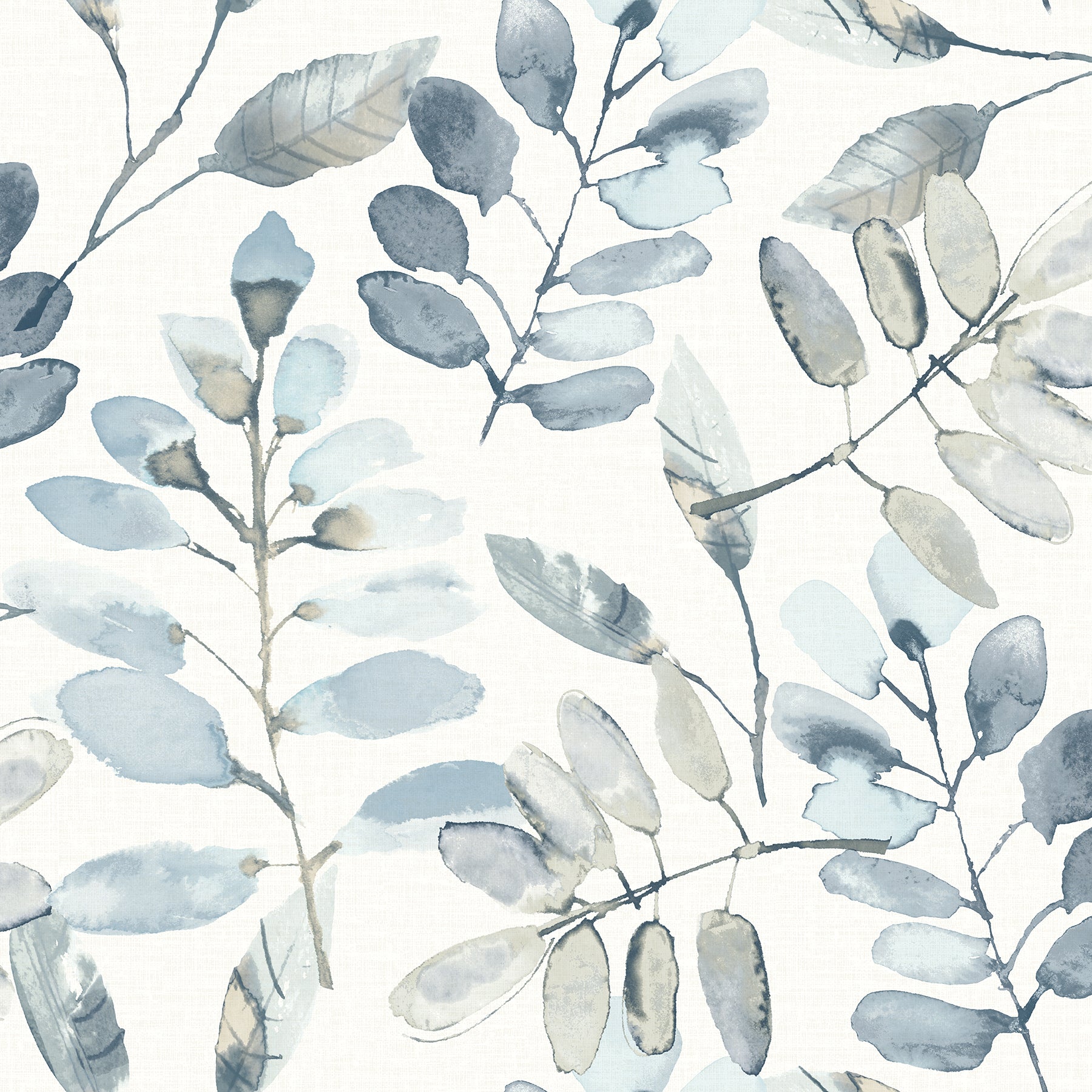 Chesapeake Pinnate Blue Leaves Wallpaper, 20.5-in by 33-ft