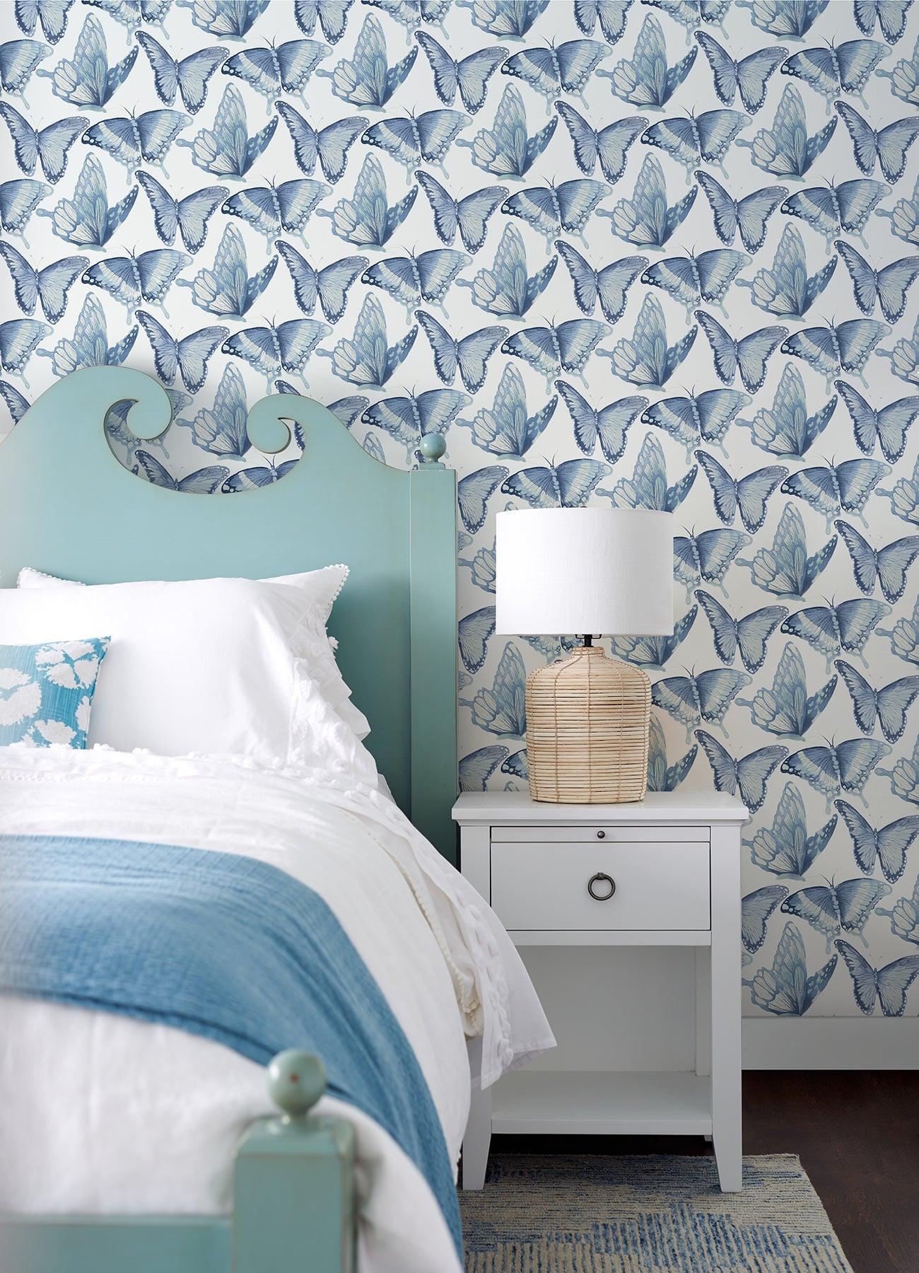 Chesapeake Janetta Blue Butterfly Wallpaper, 20.5-in by 33-ft