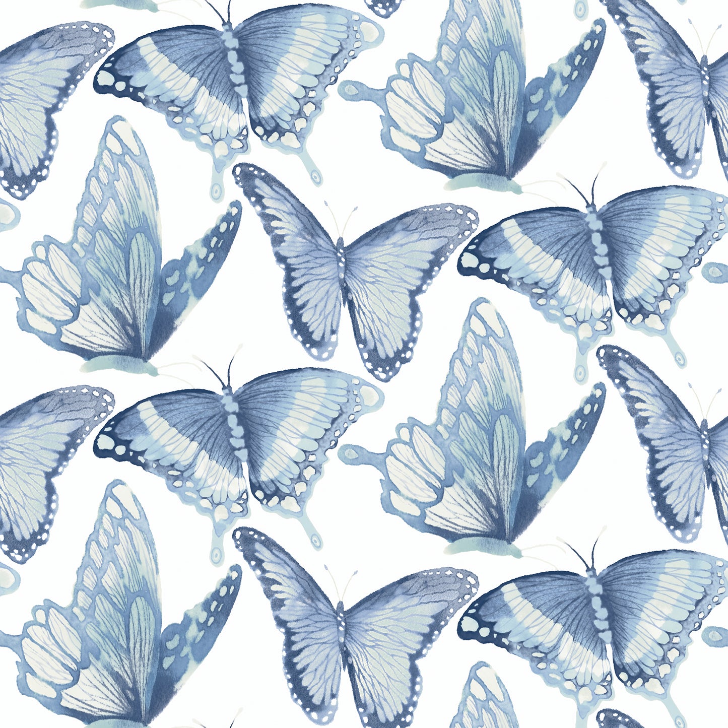 Chesapeake Janetta Blue Butterfly Wallpaper, 20.5-in by 33-ft