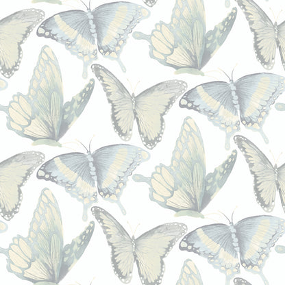 Chesapeake Janetta Mint Butterfly Wallpaper, 20.5-in by 33-ft