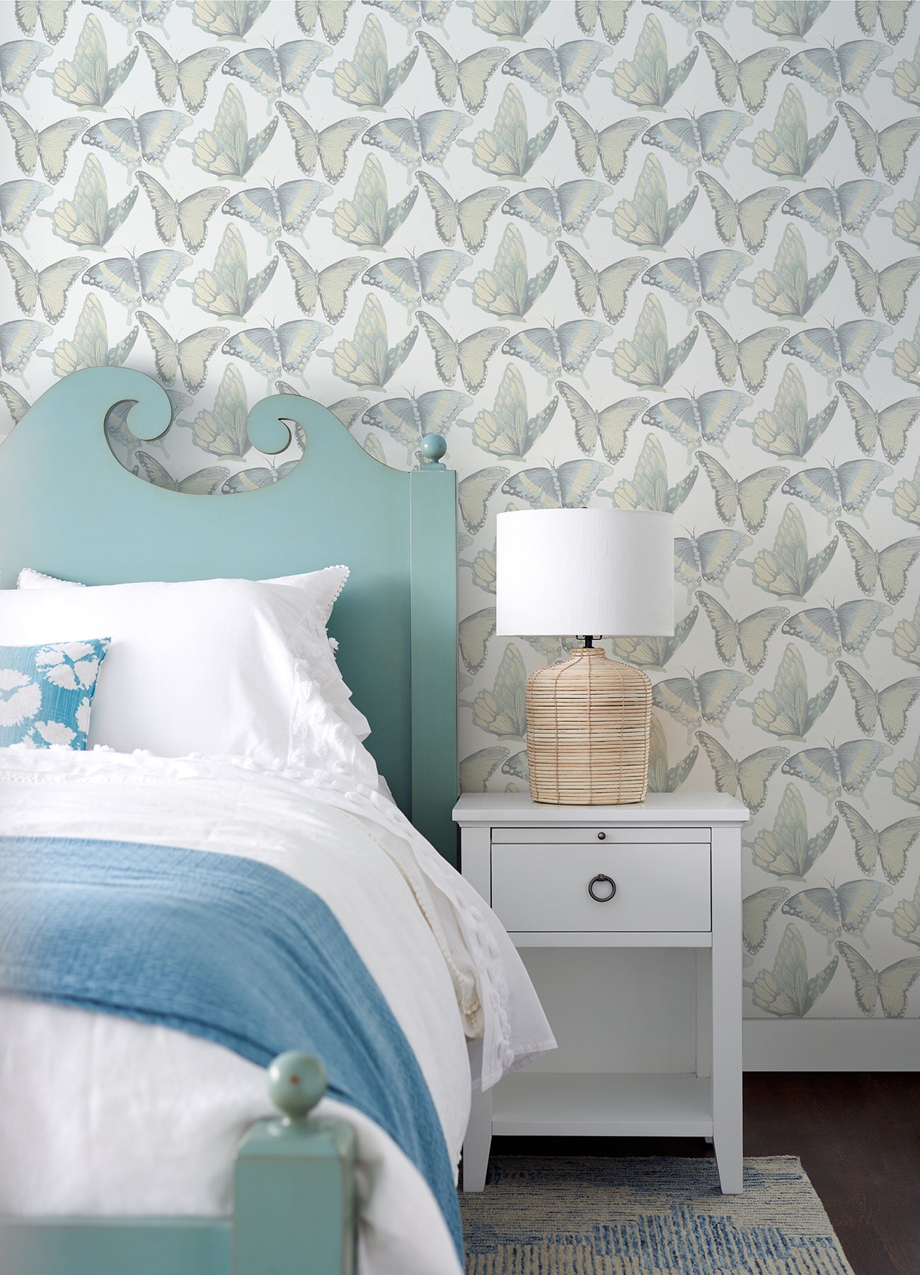 Chesapeake Janetta Mint Butterfly Wallpaper, 20.5-in by 33-ft