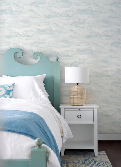 Chesapeake Cirrus Blue Wave Wallpaper, 20.5-in by 33-ft