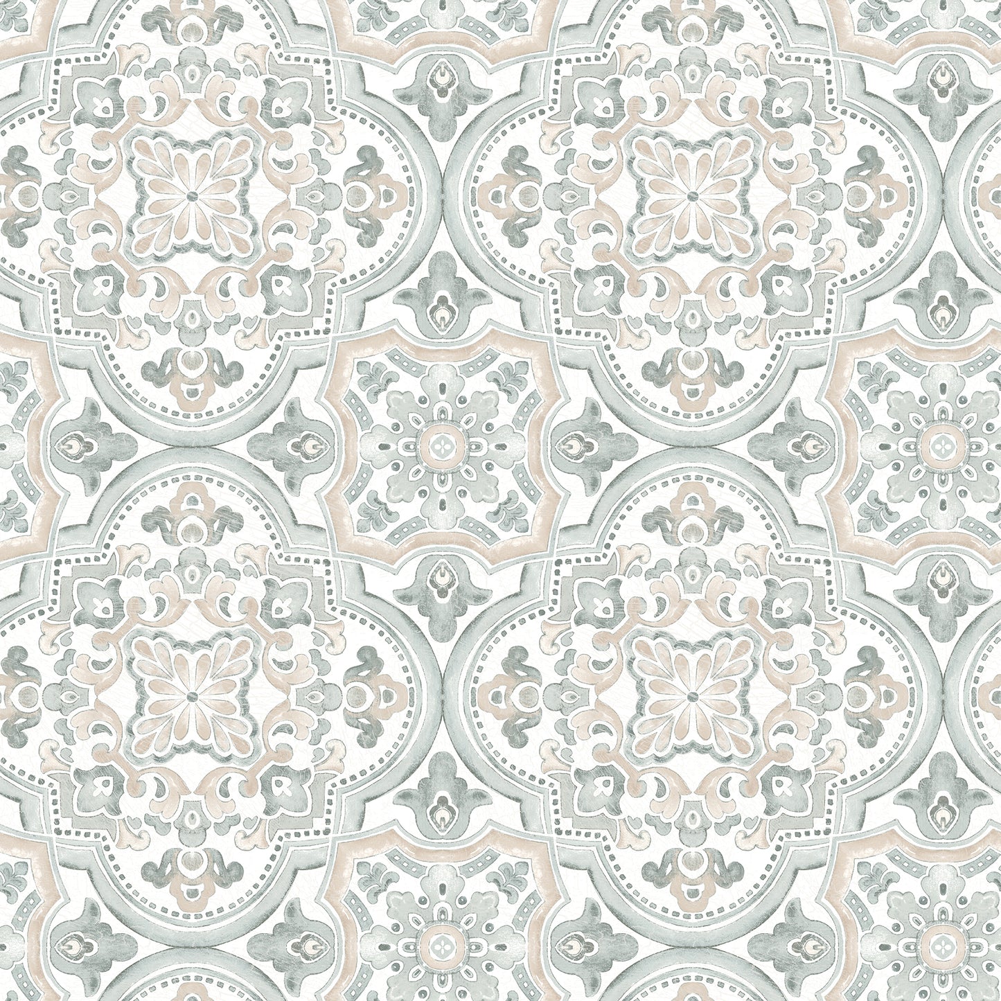 Chesapeake Concord Coral Medallion Wallpaper, 20.5-in by 33-ft