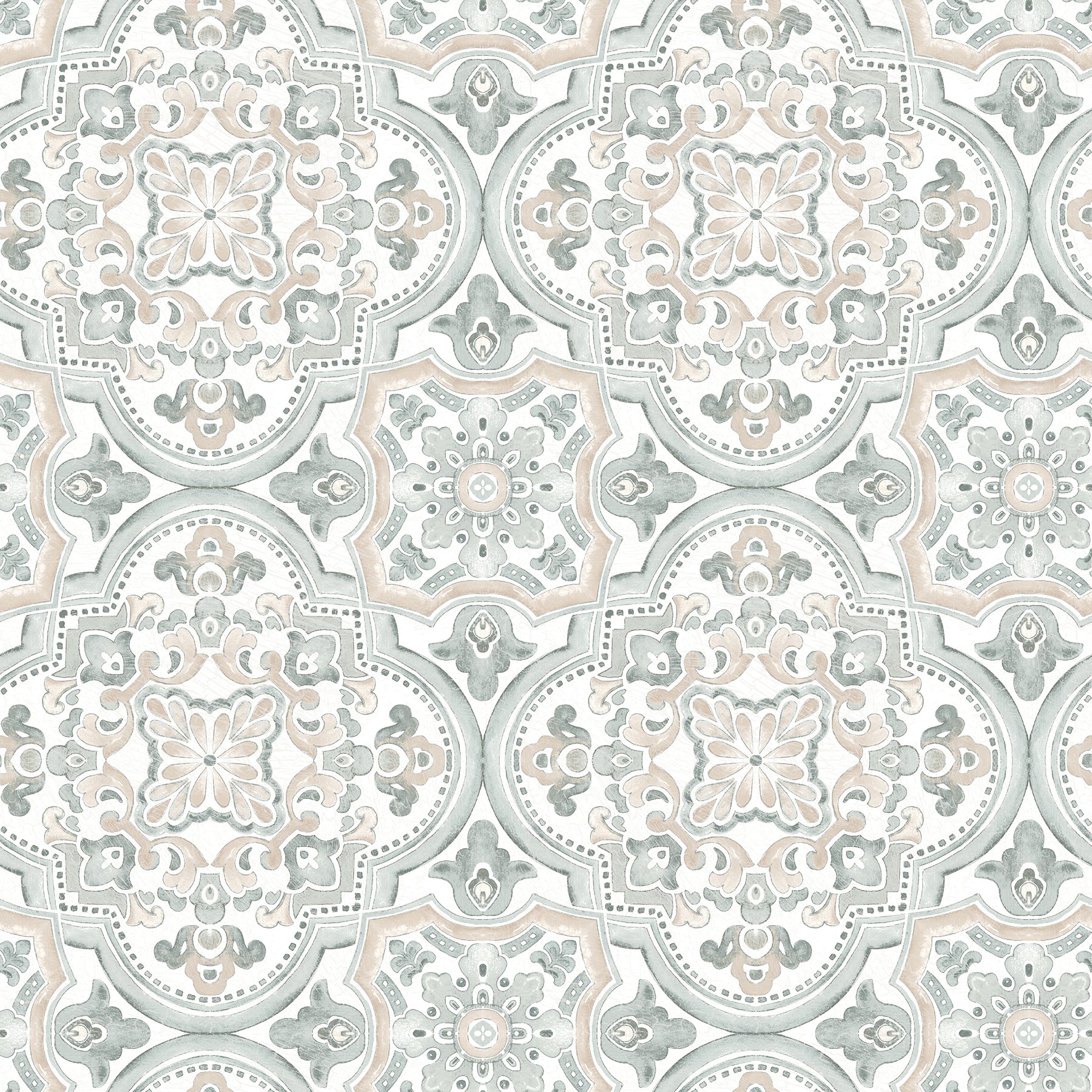 Chesapeake Concord Coral Medallion Wallpaper, 20.5-in by 33-ft