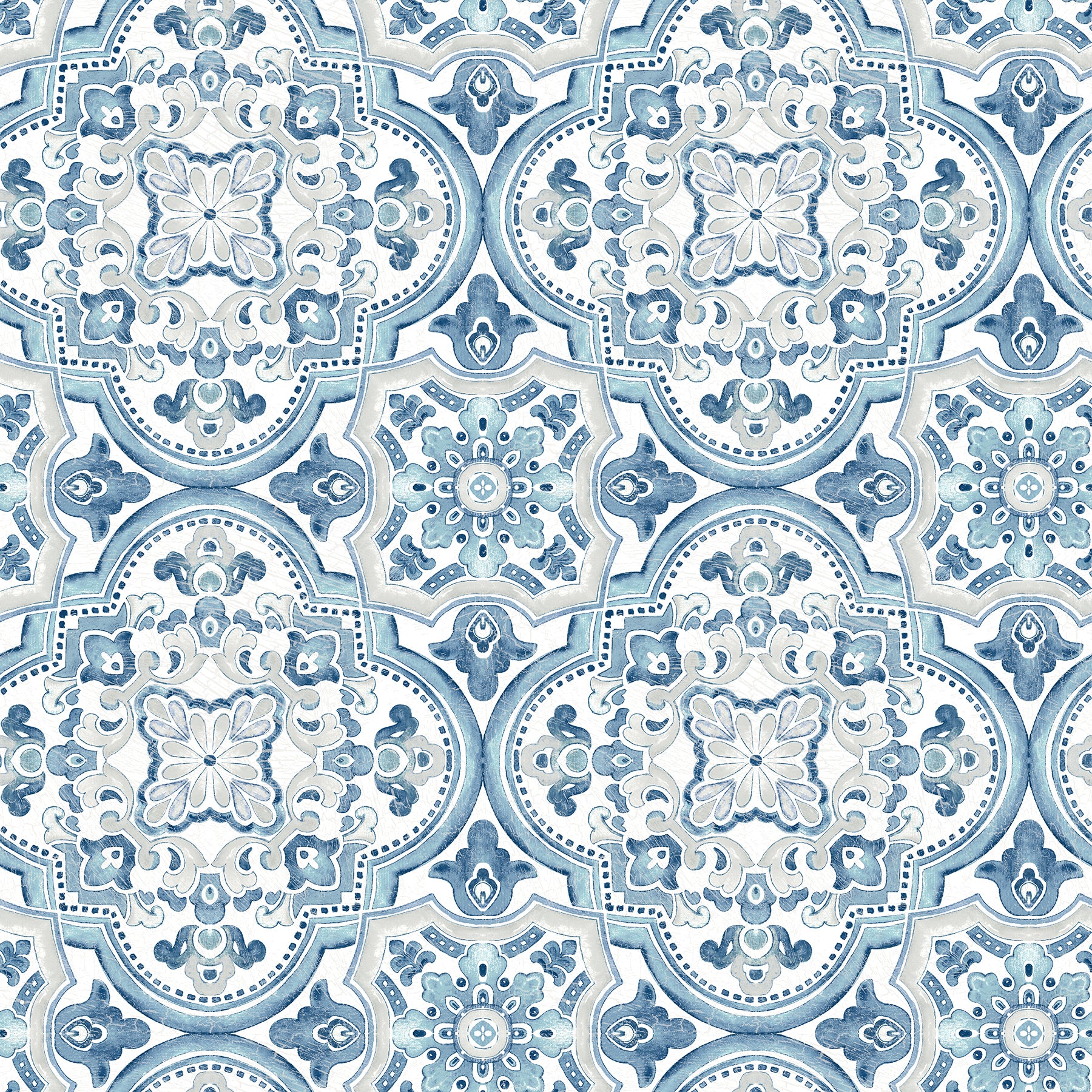 Chesapeake Concord Blue Medallion Wallpaper, 20.5-in by 33-ft