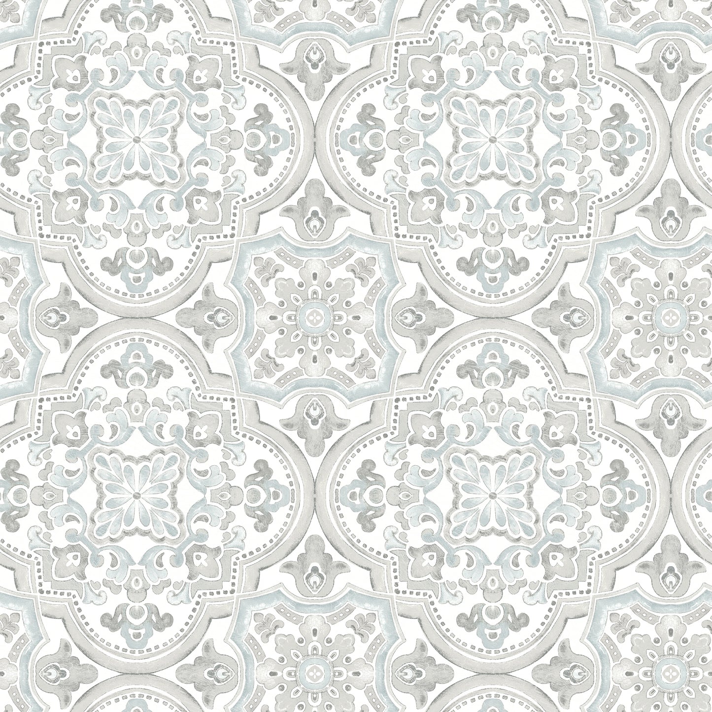 Chesapeake Concord Aqua Medallion Wallpaper, 20.5-in by 33-ft