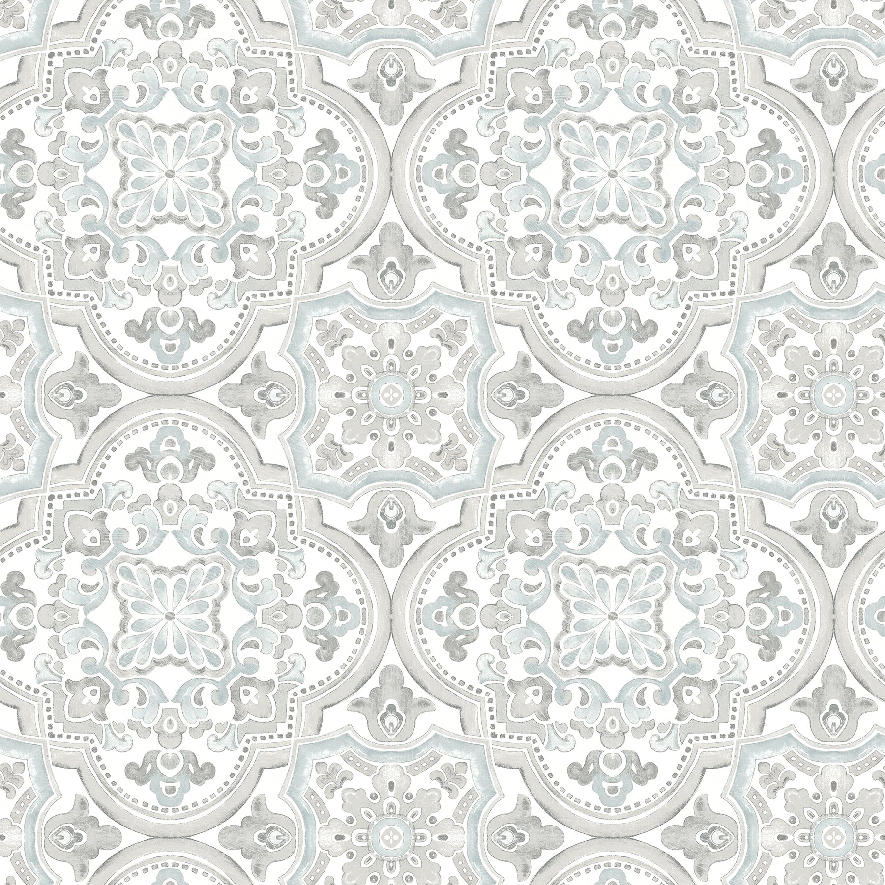 Chesapeake Concord Aqua Medallion Wallpaper, 20.5-in by 33-ft