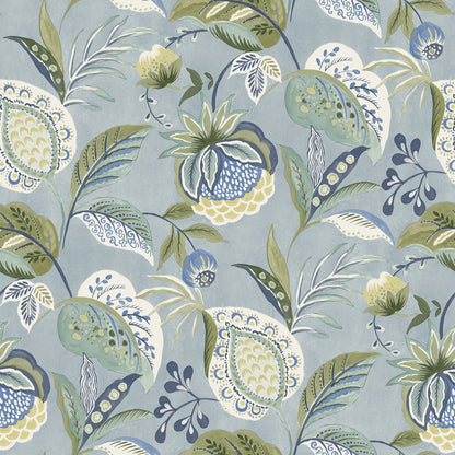 Chesapeake Bohemian Blue Jacobean Wallpaper, 20.5-in by 33-ft