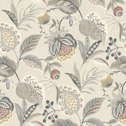 Chesapeake Bohemian Grey Jacobean Wallpaper, 20.5-in by 33-ft