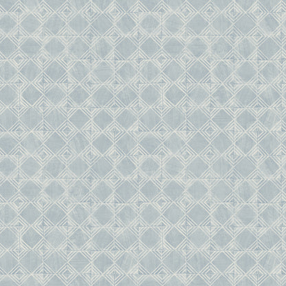 Chesapeake Button Block Blue Geometric Wallpaper, 20.5-in by 33-ft