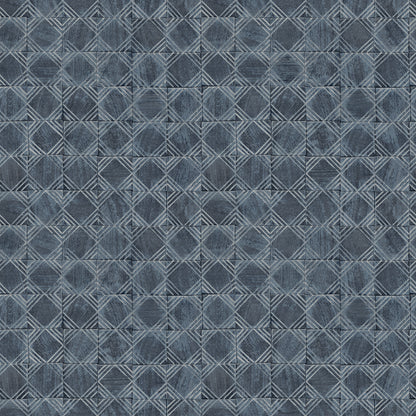 Chesapeake Button Block Navy Geometric Wallpaper, 20.5-in by 33-ft