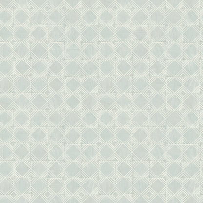 Chesapeake Button Block Aqua Geometric Wallpaper, 20.5-in by 33-ft