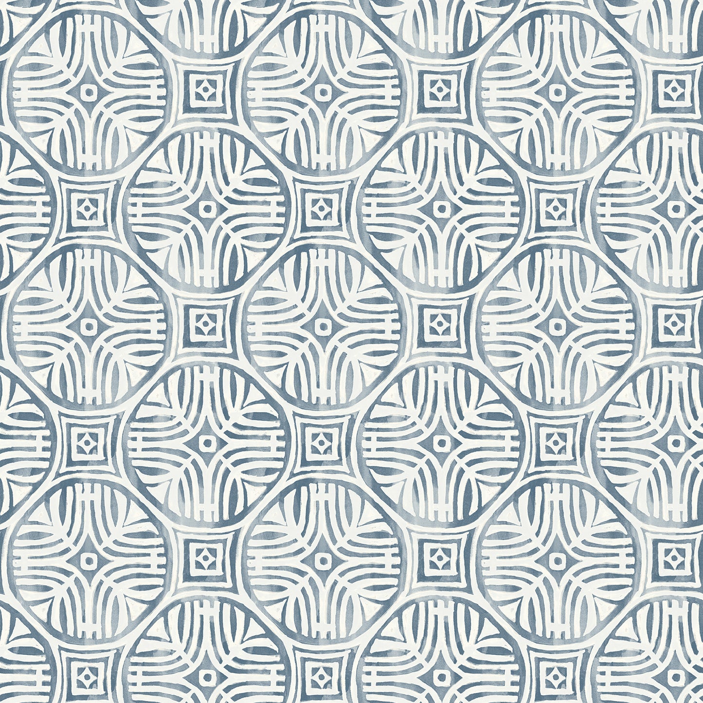 Chesapeake Sandee Navy Medallion Wallpaper, 20.5-in by 33-ft