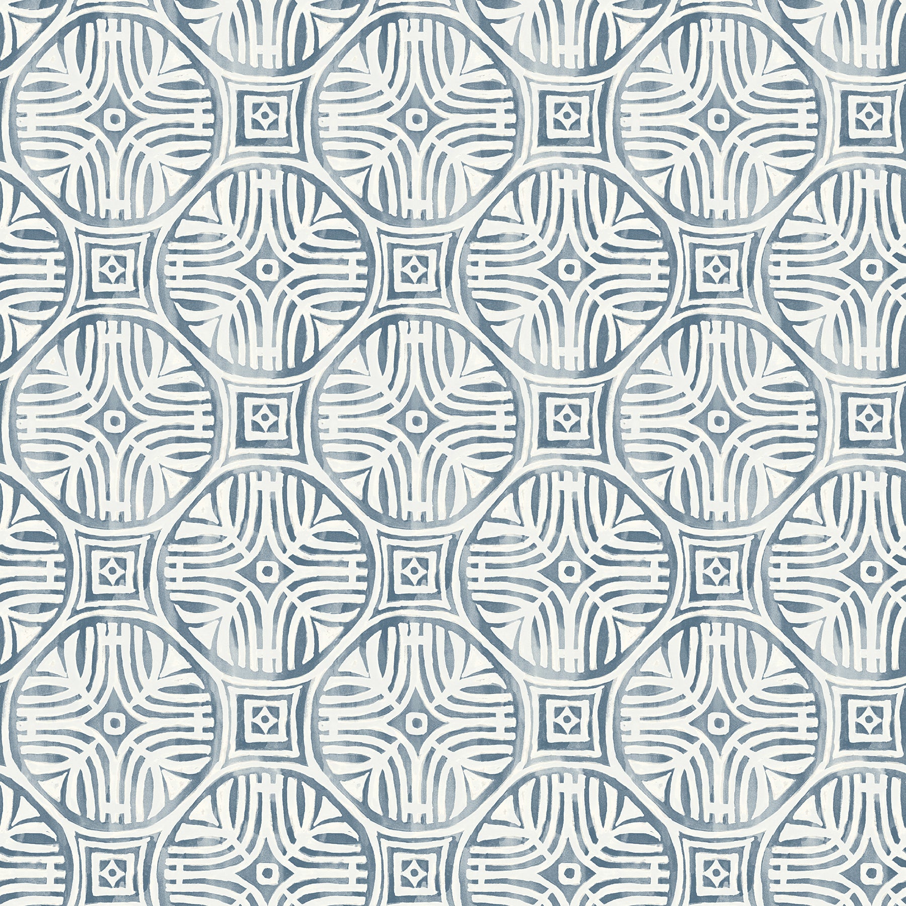 Chesapeake Sandee Navy Medallion Wallpaper, 20.5-in by 33-ft