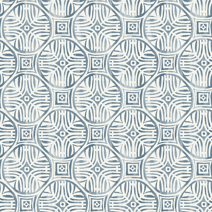 Chesapeake Sandee Navy Medallion Wallpaper, 20.5-in by 33-ft