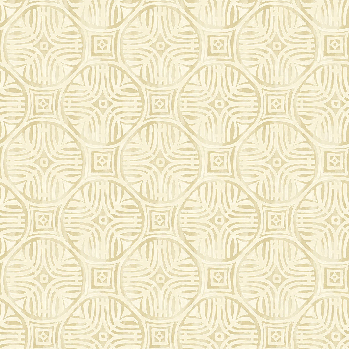 Chesapeake Sandee Butter Medallion Wallpaper, 20.5-in by 33-ft