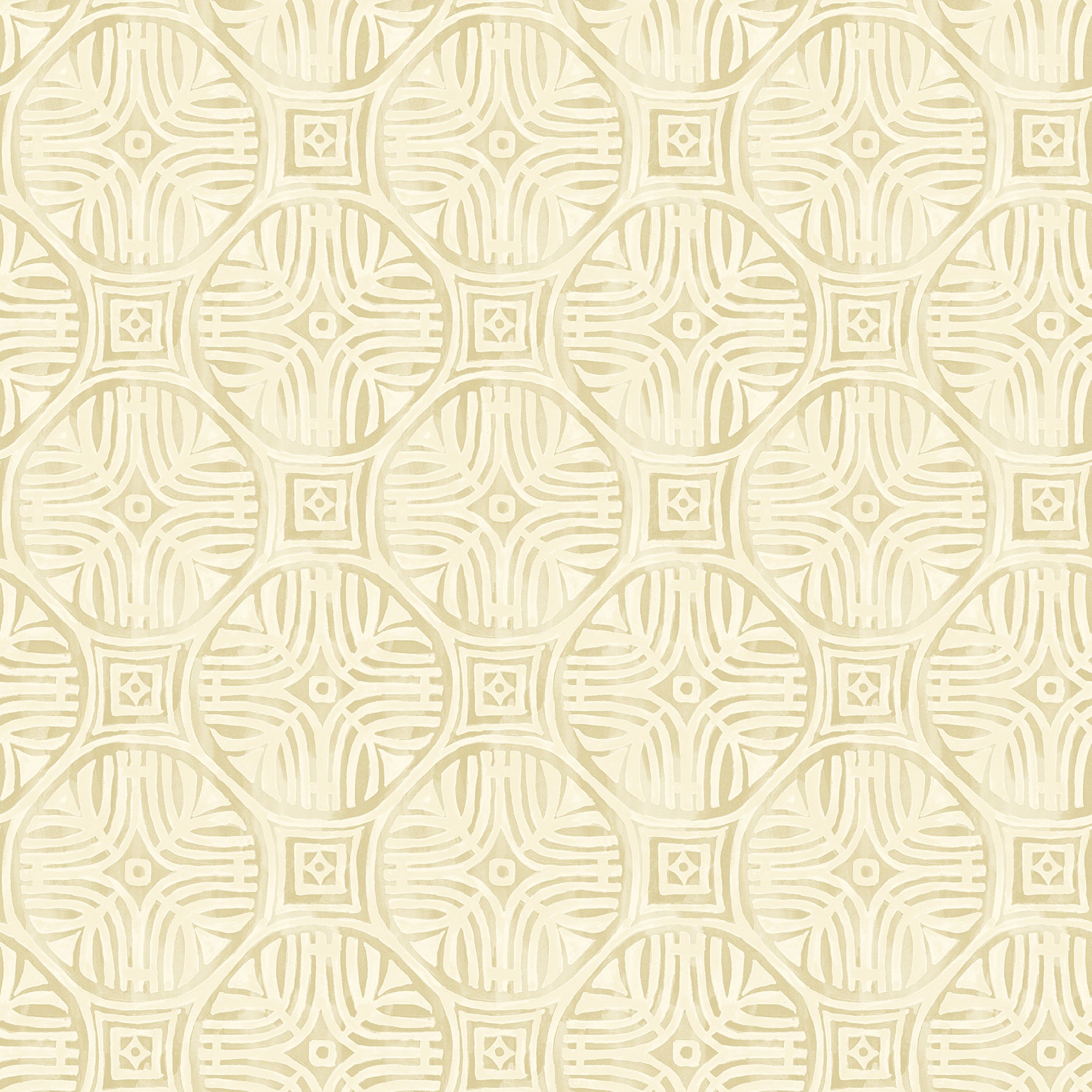 Chesapeake Sandee Butter Medallion Wallpaper, 20.5-in by 33-ft