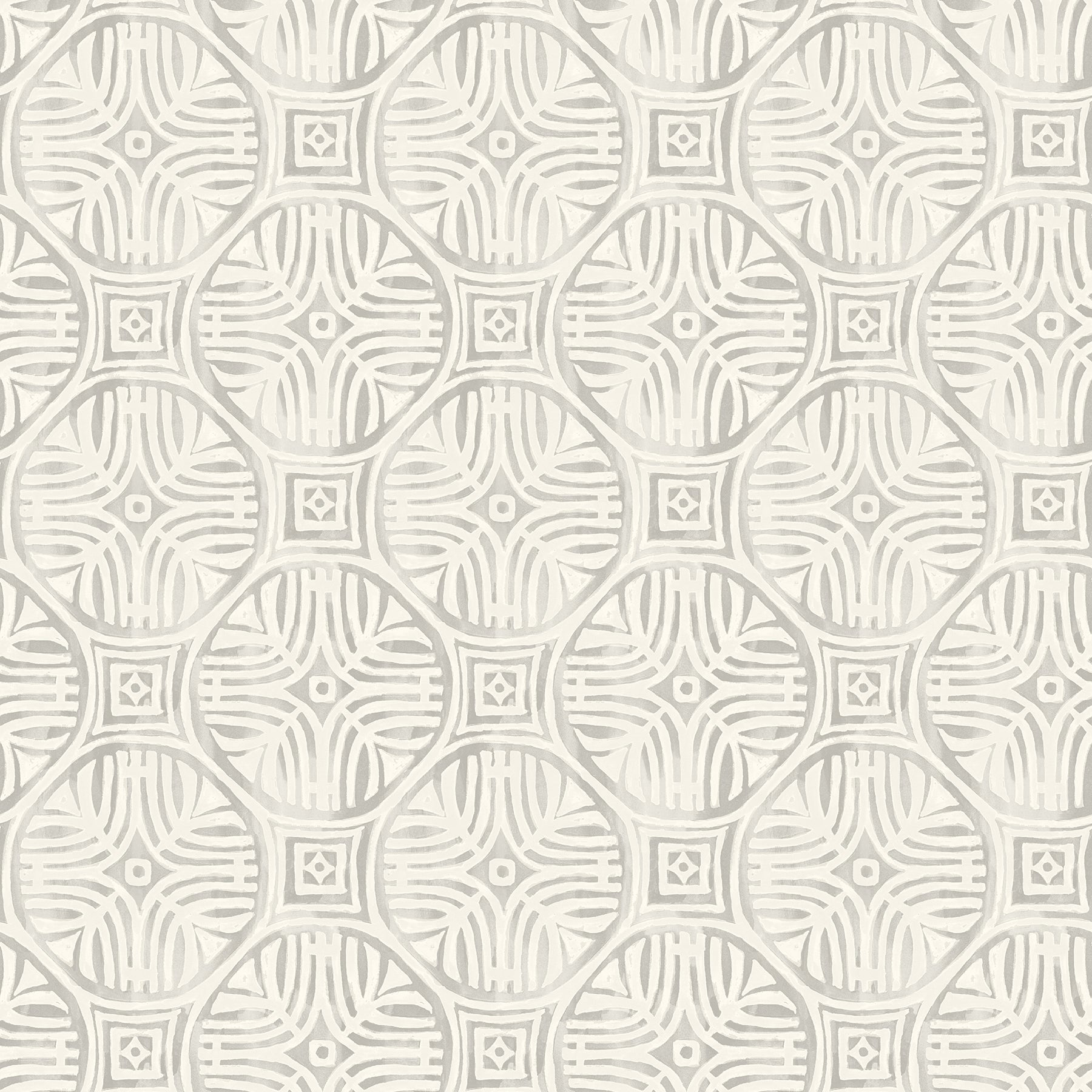 Chesapeake Sandee Grey Medallion Wallpaper, 20.5-in by 33-ft