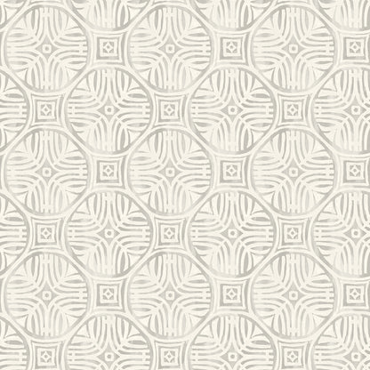 Chesapeake Sandee Grey Medallion Wallpaper, 20.5-in by 33-ft