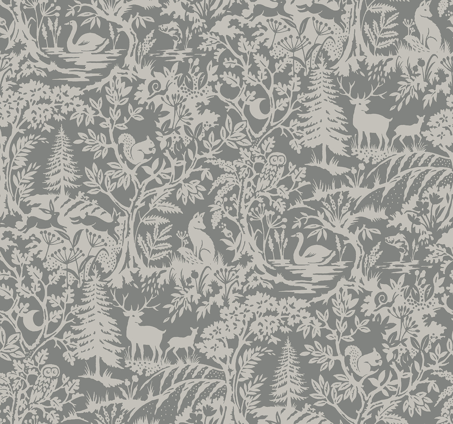 Chesapeake Alrick Charcoal Forest Venture Wallpaper, 27-in by 27-ft