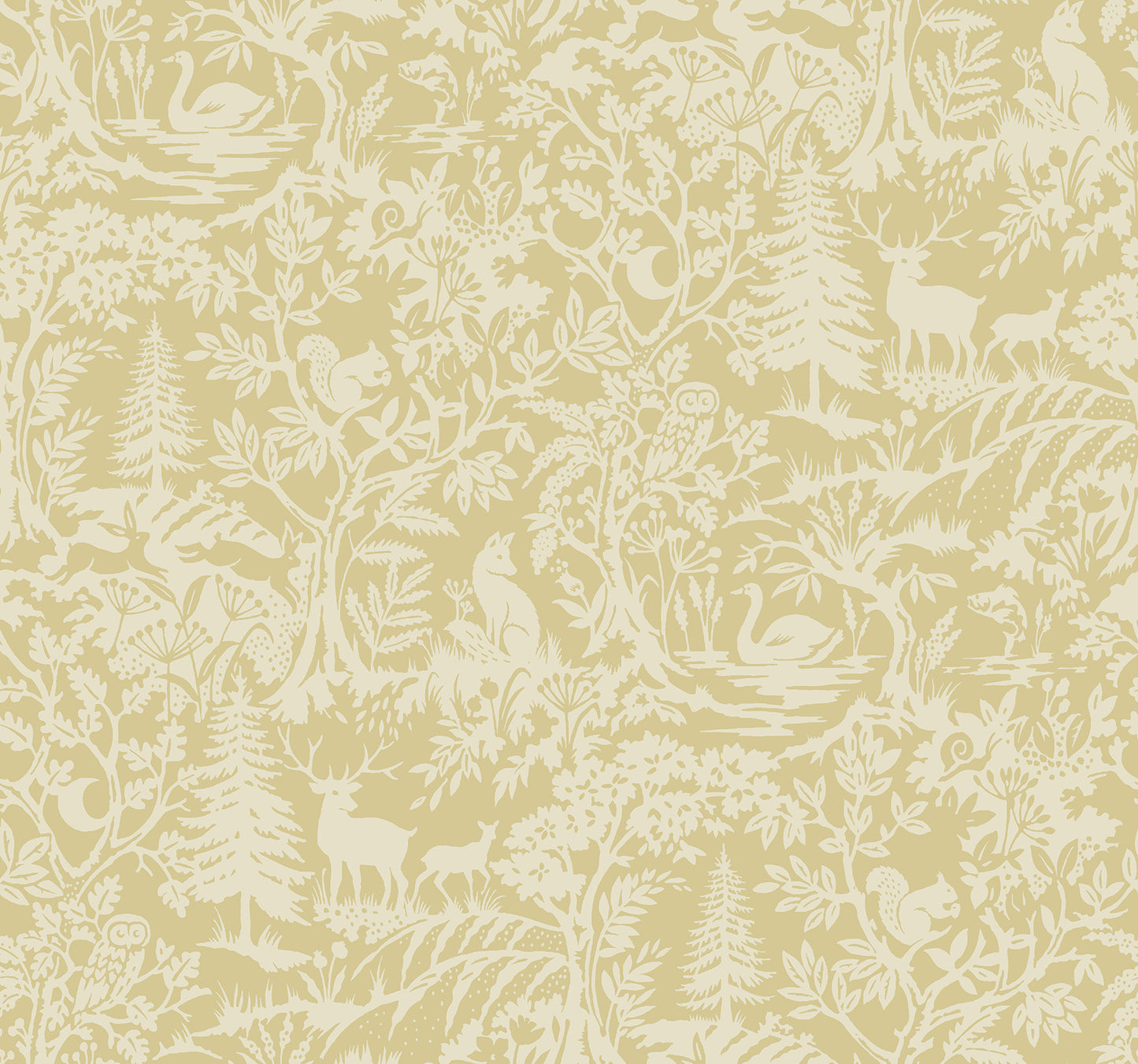 Chesapeake Alrick Mustard Forest Venture Wallpaper, 27-in by 27-ft