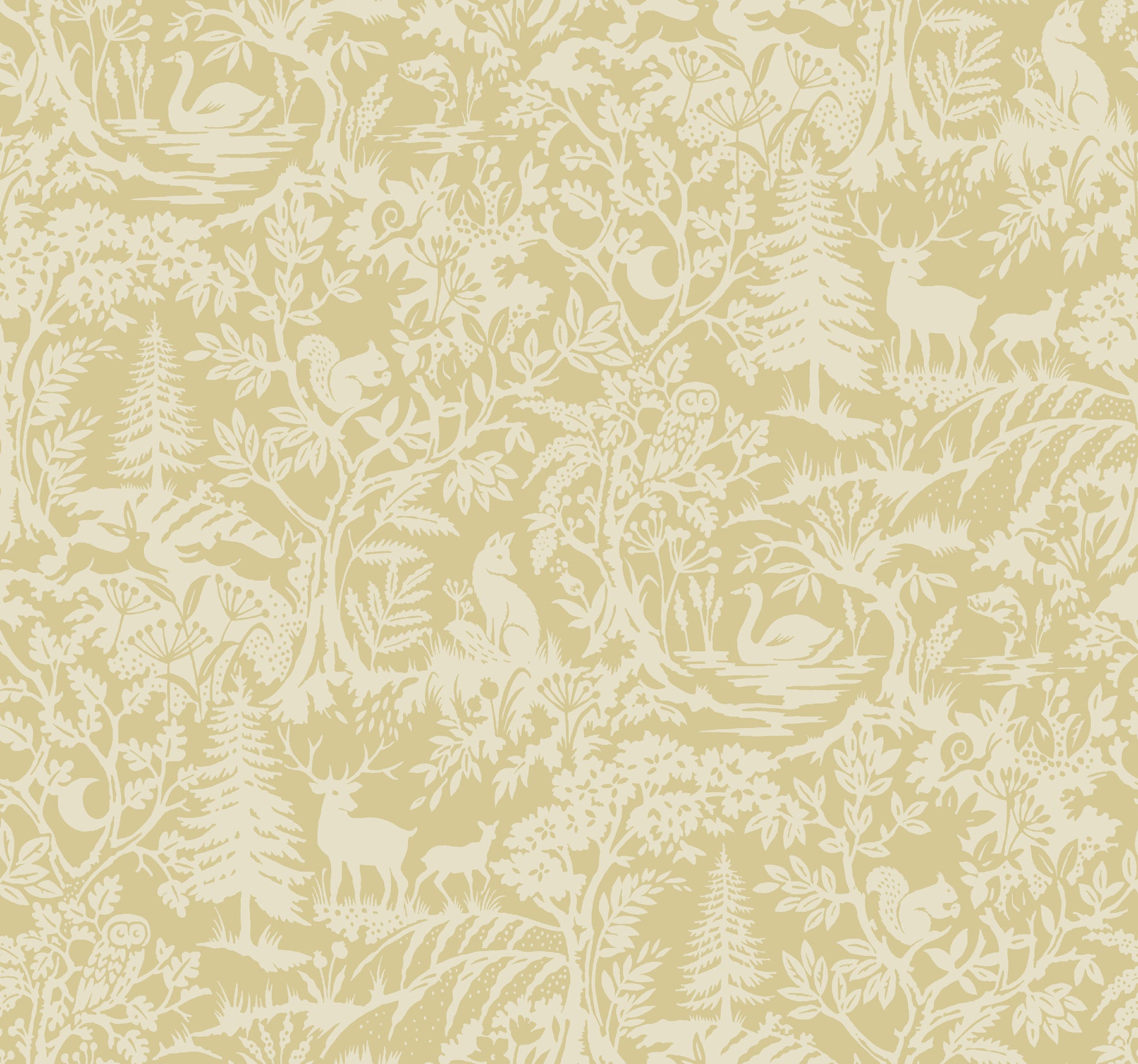 Chesapeake Alrick Mustard Forest Venture Wallpaper, 27-in by 27-ft