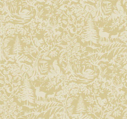 Chesapeake Alrick Mustard Forest Venture Wallpaper, 27-in by 27-ft