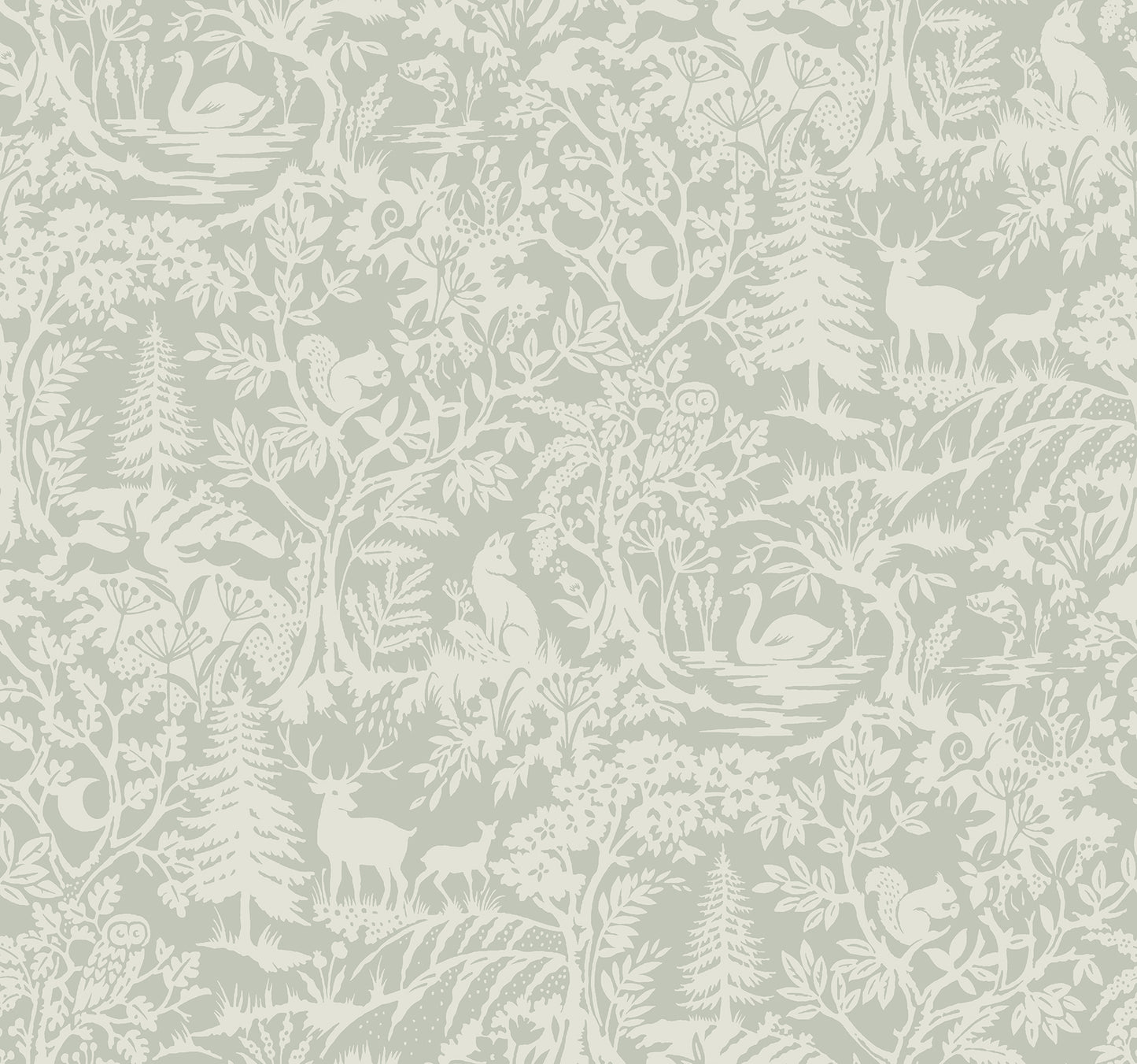 Chesapeake Alrick Sage Forest Venture Wallpaper, 27-in by 27-ft