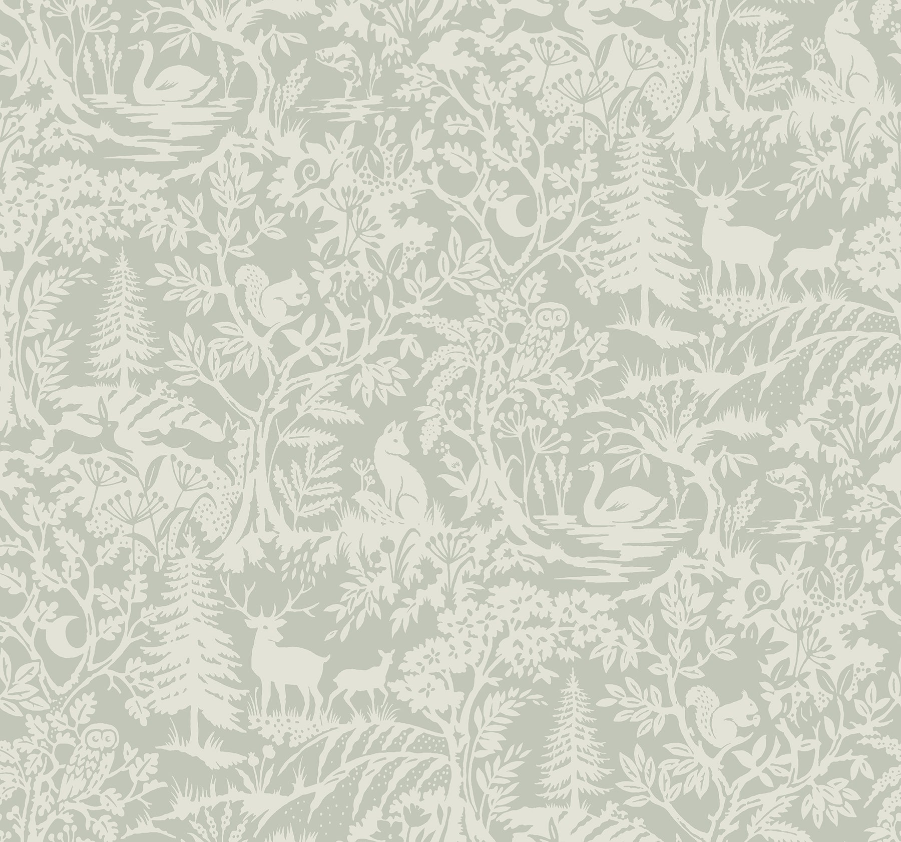 Chesapeake Alrick Sage Forest Venture Wallpaper, 27-in by 27-ft