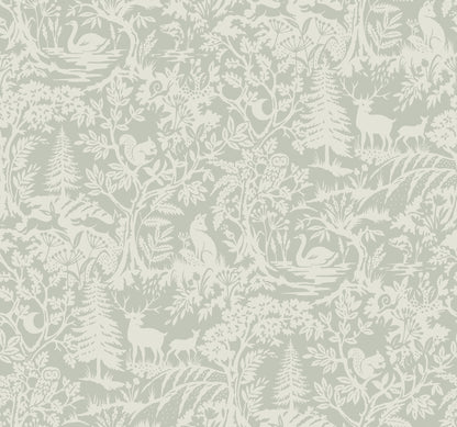 Chesapeake Alrick Sage Forest Venture Wallpaper, 27-in by 27-ft