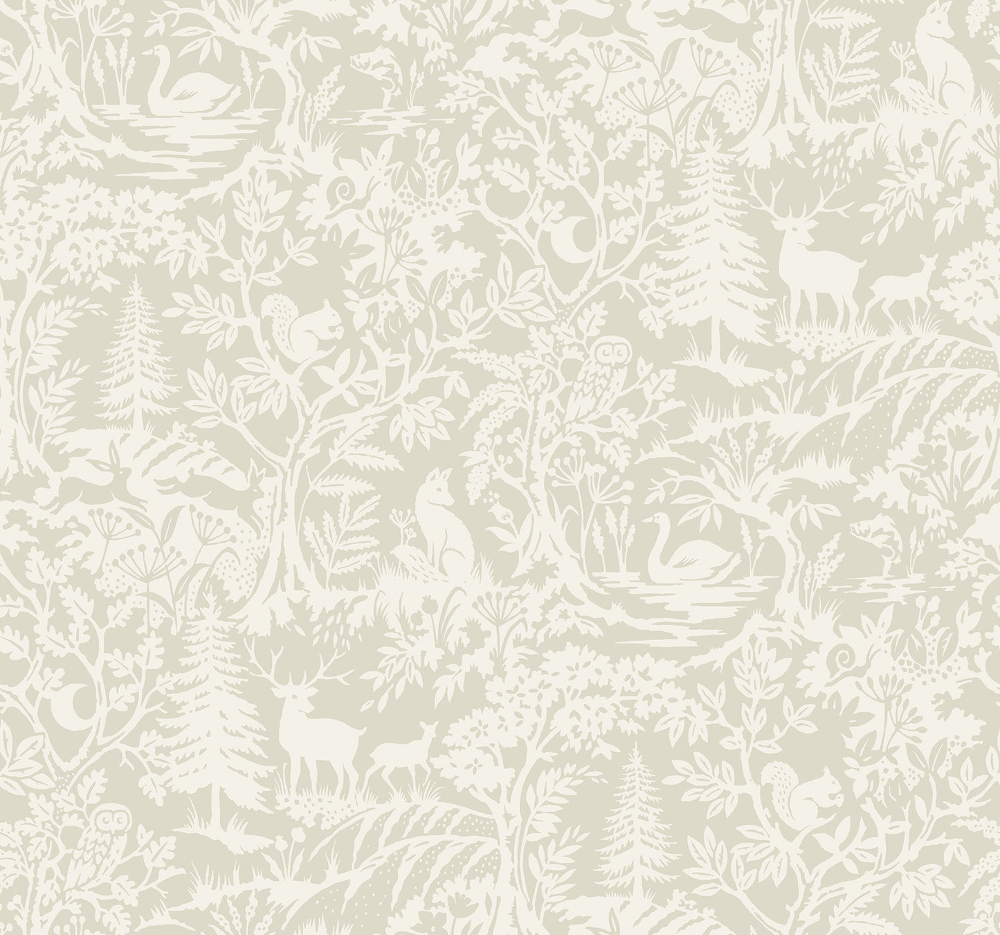 Chesapeake Alrick Taupe Forest Venture Wallpaper, 27-in by 27-ft