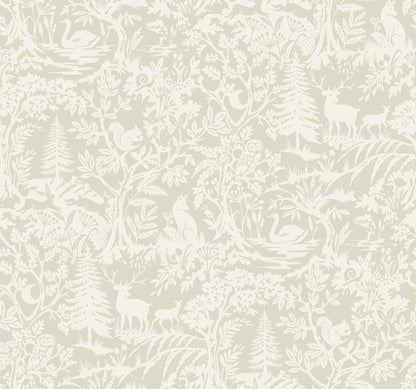 Chesapeake Alrick Taupe Forest Venture Wallpaper, 27-in by 27-ft