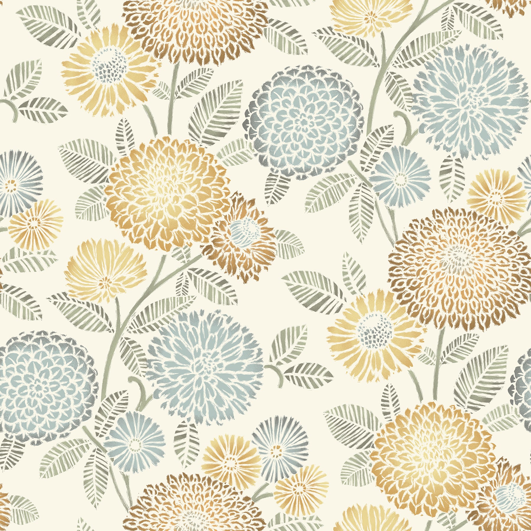 Chesapeake Zalipie Apricot Floral Trail Wallpaper, 20.5-in by 33-ft