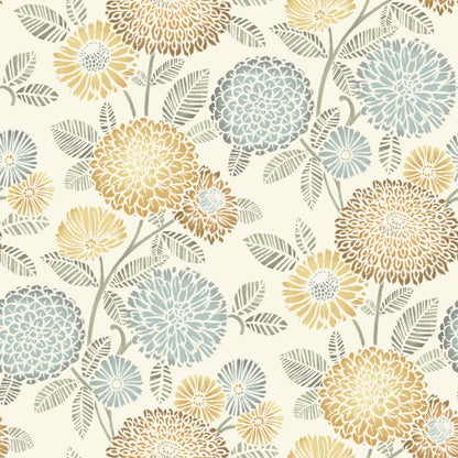 Chesapeake Zalipie Apricot Floral Trail Wallpaper, 20.5-in by 33-ft