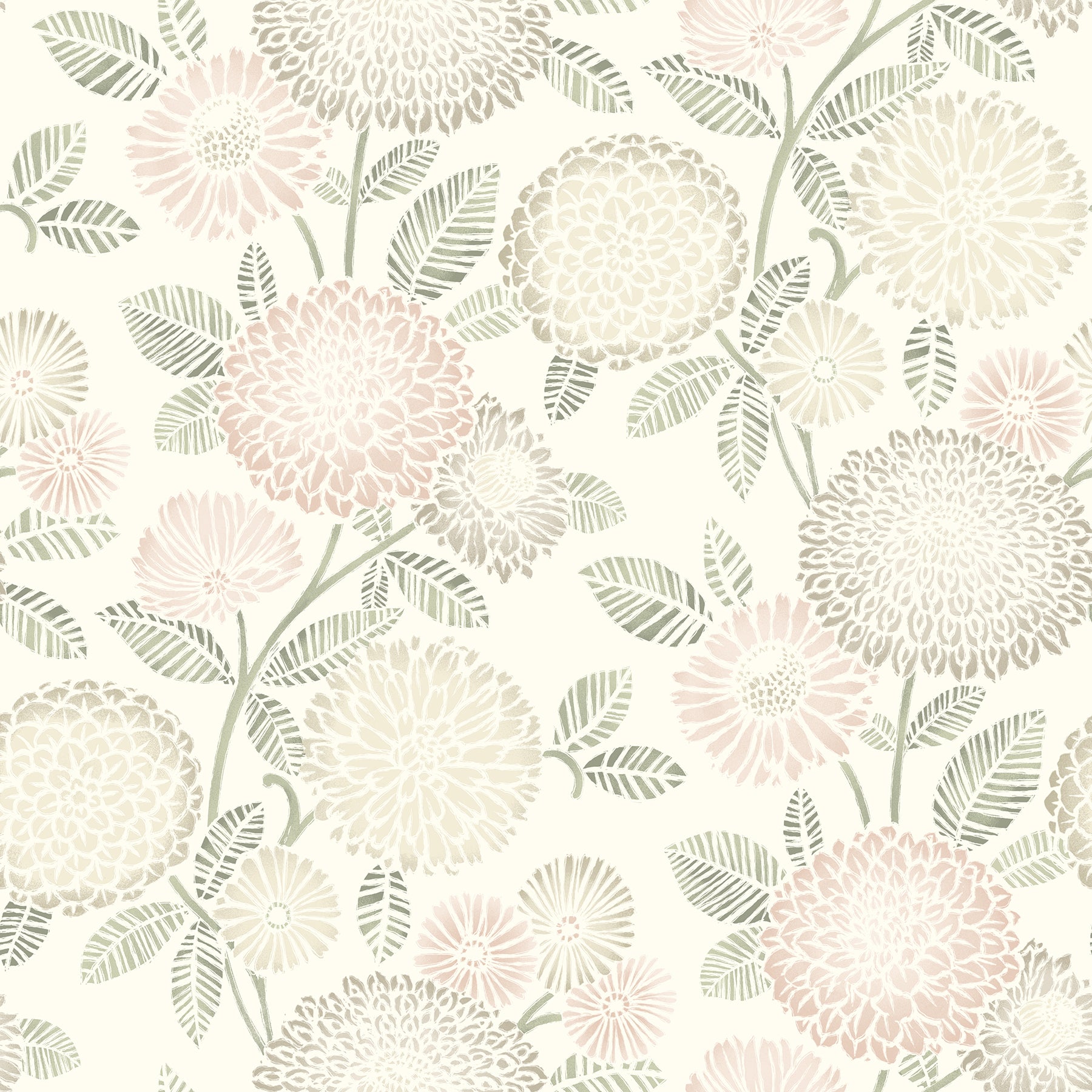 Chesapeake Zalipie Blush Floral Trail Wallpaper, 20.5-in by 33-ft