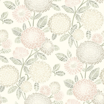 Chesapeake Zalipie Blush Floral Trail Wallpaper, 20.5-in by 33-ft