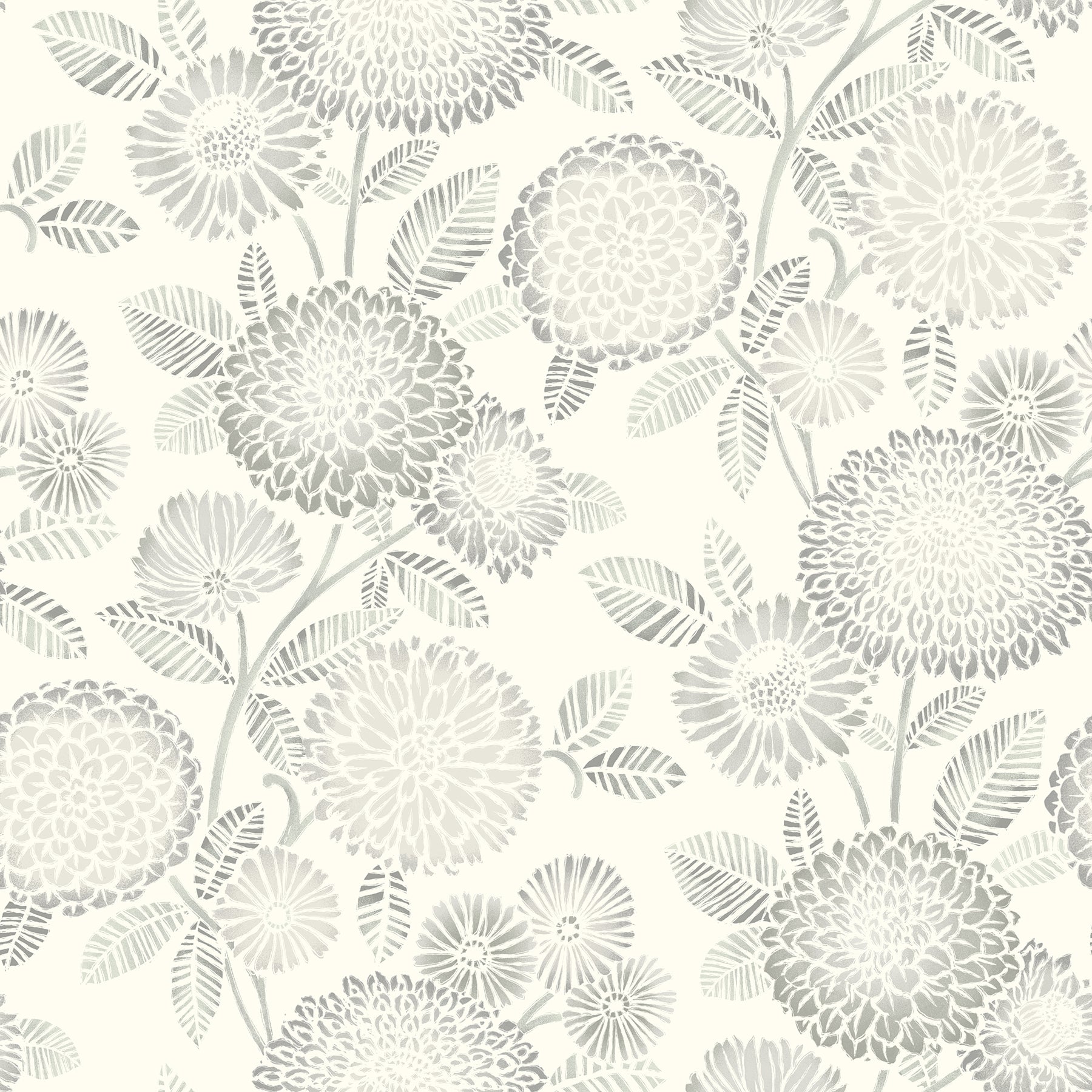 Chesapeake Zalipie Grey Floral Trail Wallpaper, 20.5-in by 33-ft