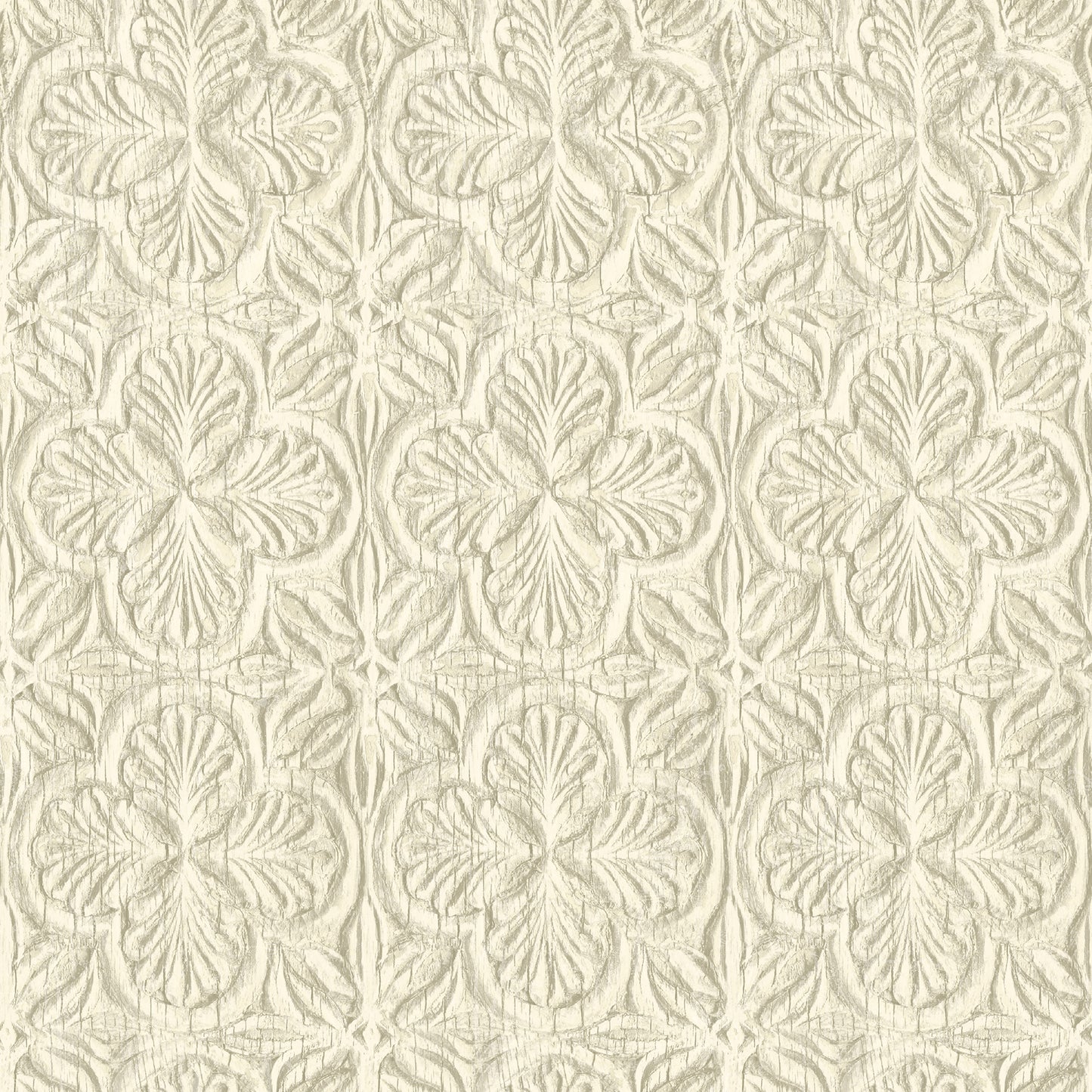 Chesapeake Karachi Cream Wooden Damask Wallpaper, 20.5-in by 33-ft