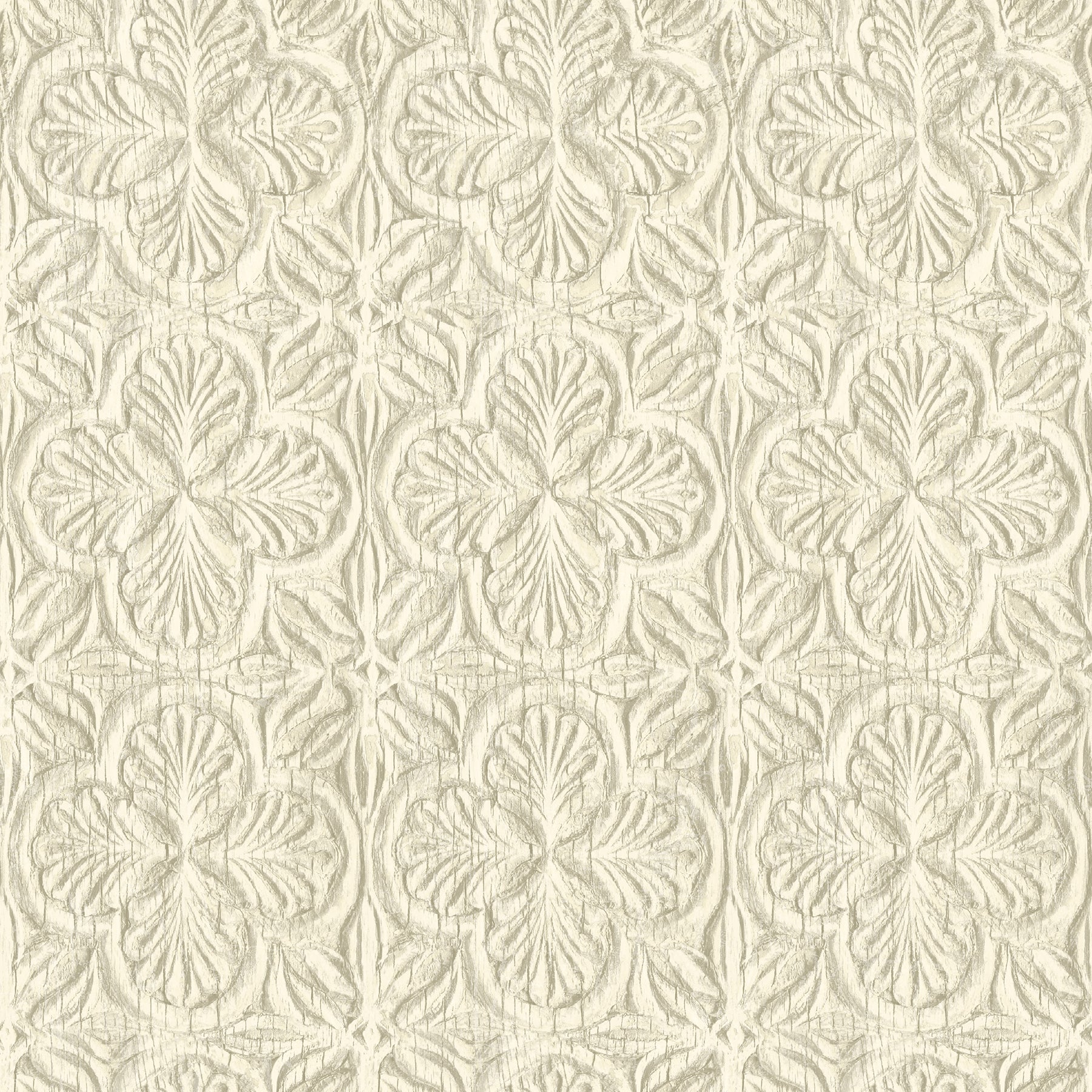 Chesapeake Karachi Cream Wooden Damask Wallpaper, 20.5-in by 33-ft