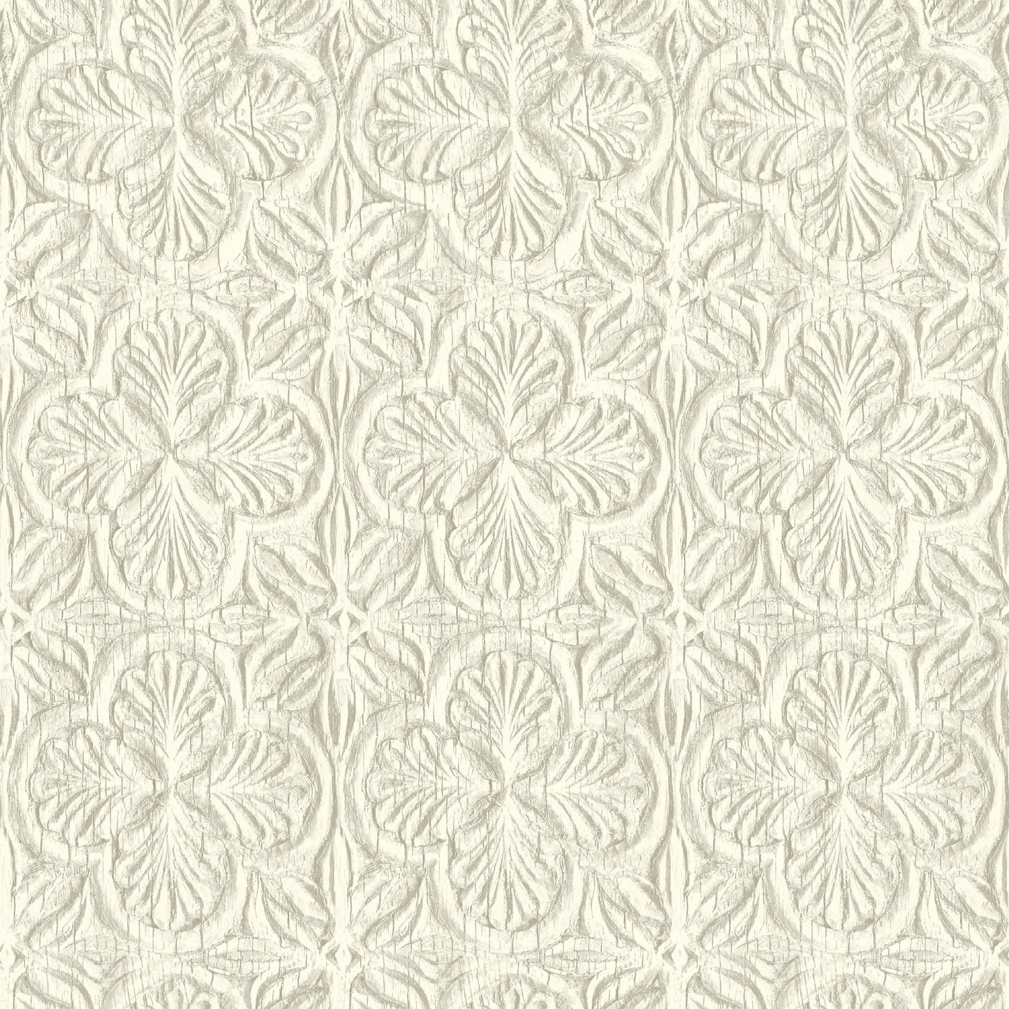 Chesapeake Karachi White Wooden Damask Wallpaper, 20.5-in by 33-ft