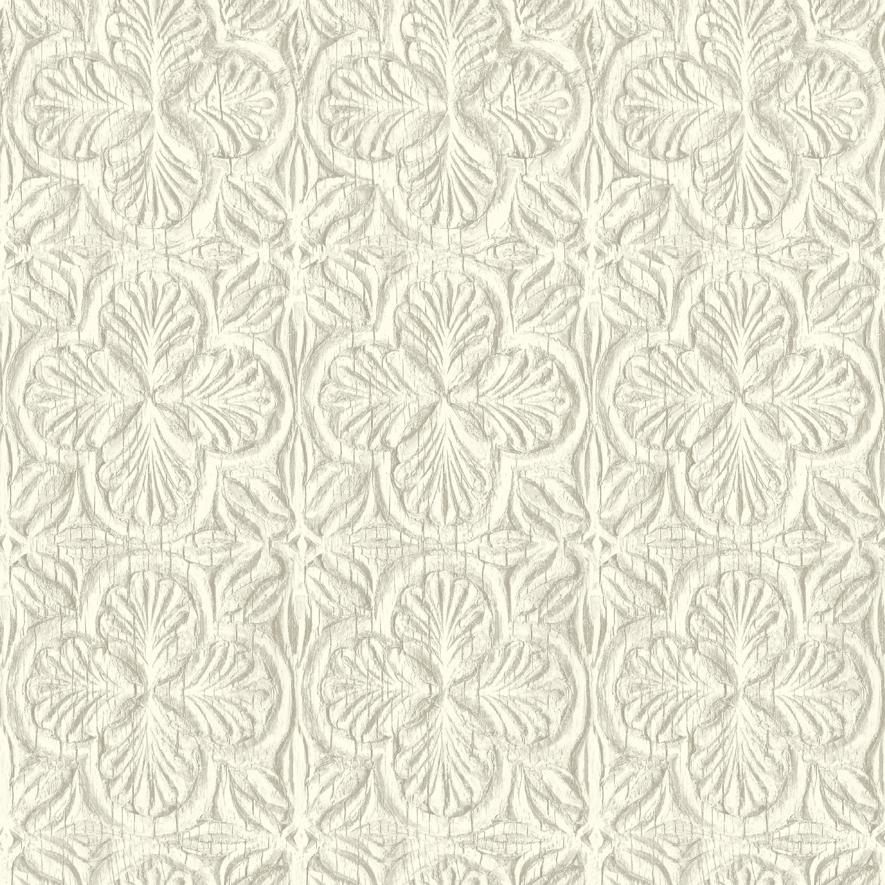 Chesapeake Karachi White Wooden Damask Wallpaper, 20.5-in by 33-ft