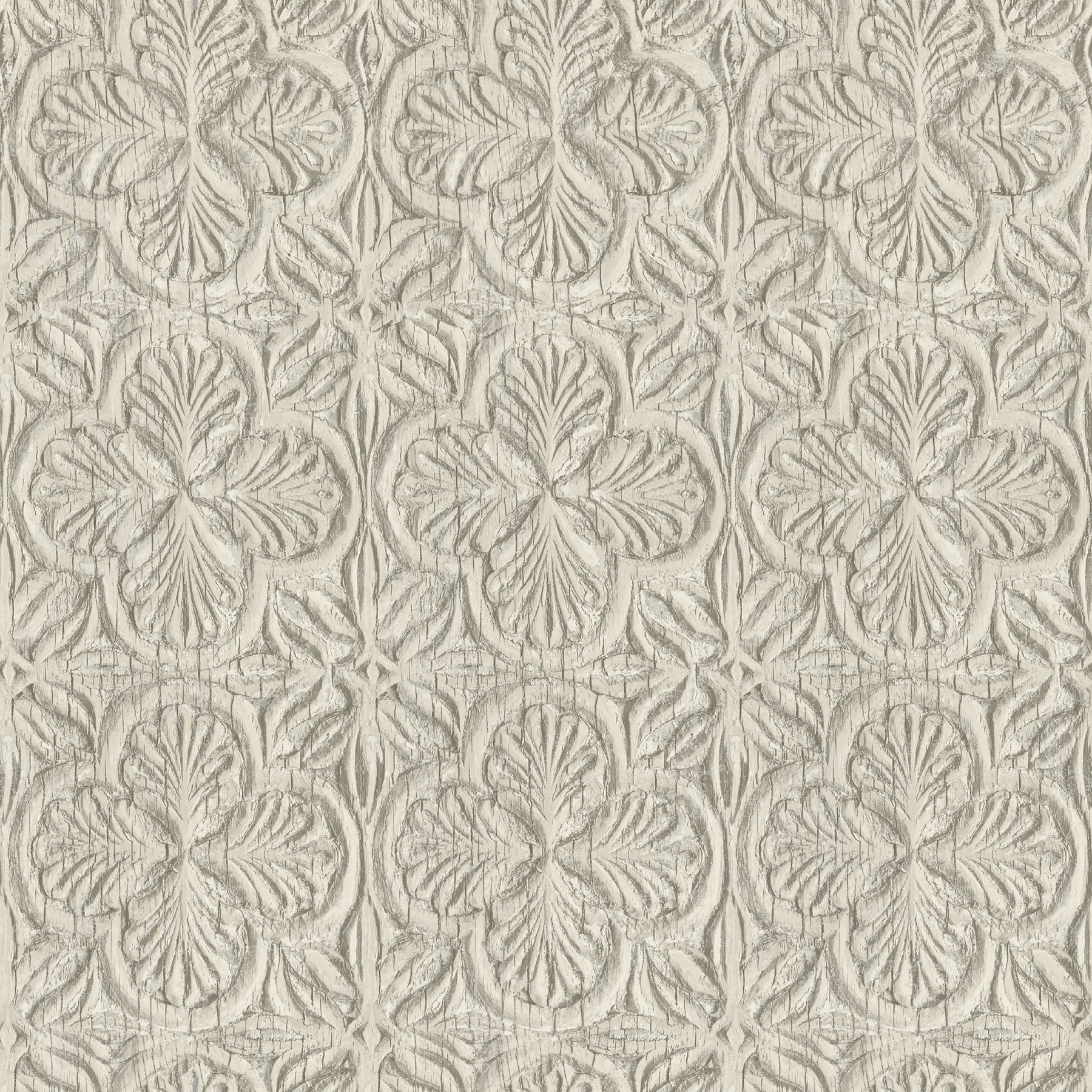 Chesapeake Karachi Taupe Wooden Damask Wallpaper, 20.5-in by 33-ft